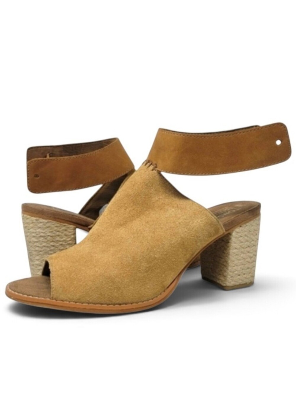Toms Seville Brown Open Toe Sling Back Heels